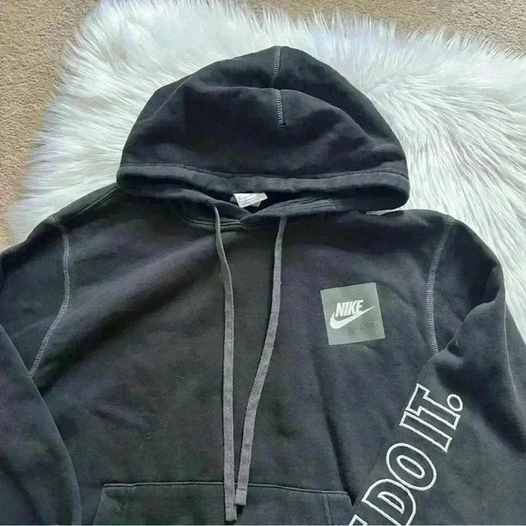 Men's Just Do It Nike Box Logo Black/Gray Hoodie Medium - Picture 4 of 6